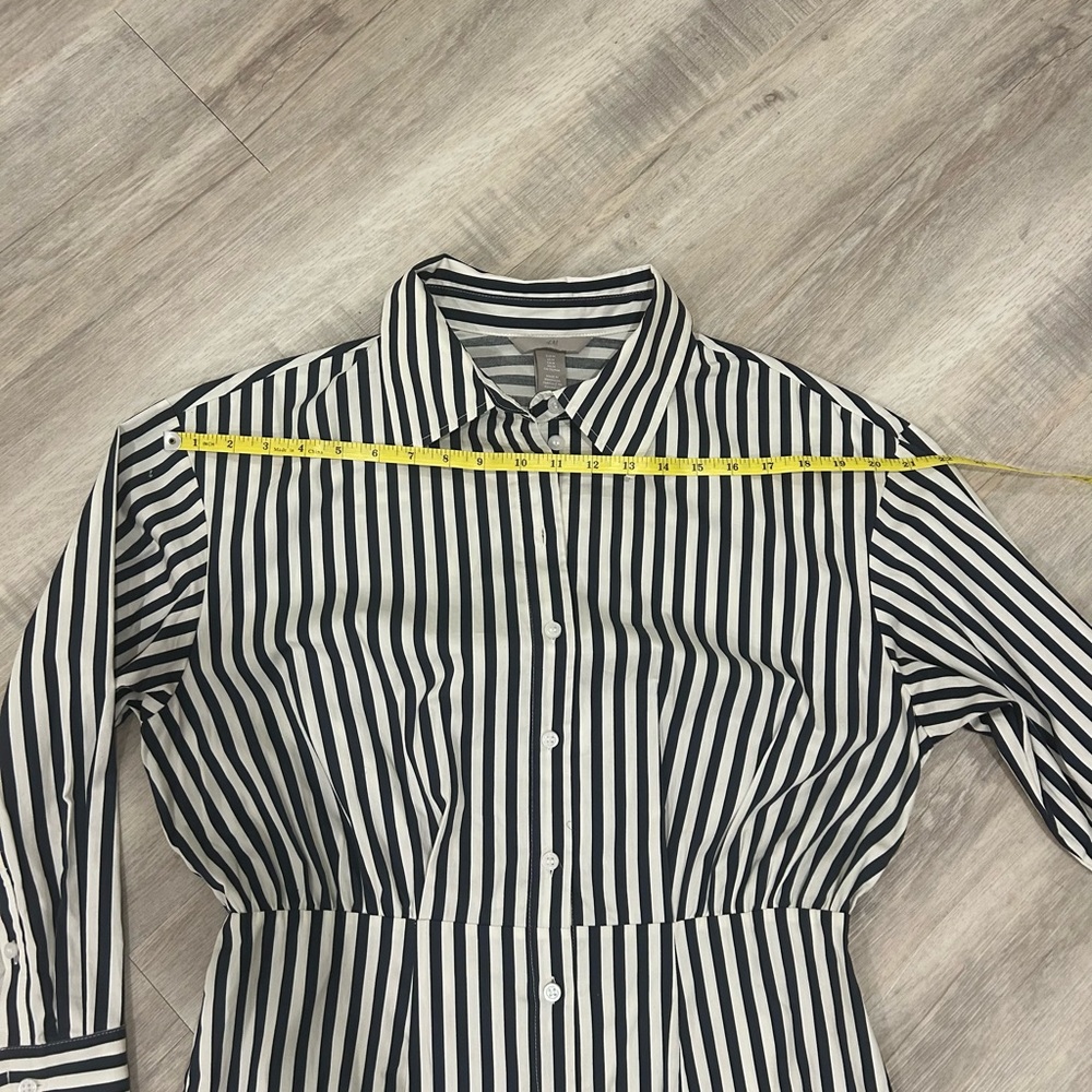 H&M Navy Striped Long Sleeve Full Buttoned Mini Dress - Picture 10 of 13
